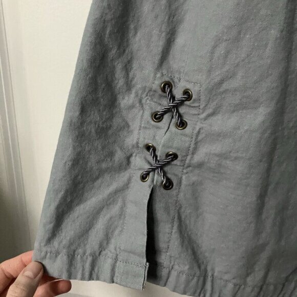 Vintage Excalibur Skirt Womens S Linen Blend Lace Up Victorian Ren Faire Blue - Picture 4 of 9